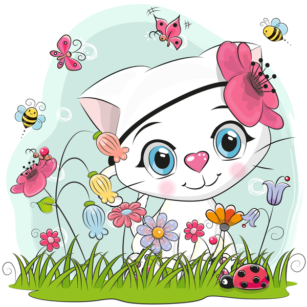 cute cat cartoon card 