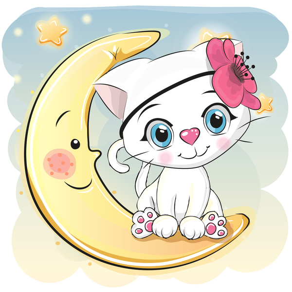 cute cat cartoon card 