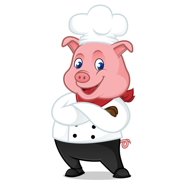 pig cute chef cartoon 