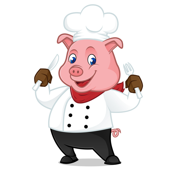 pig cute chef cartoon 
