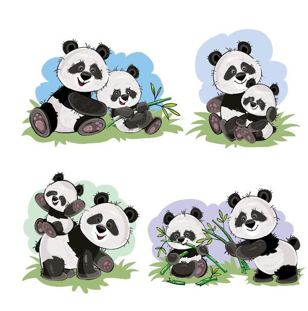 panda mother cute baby 