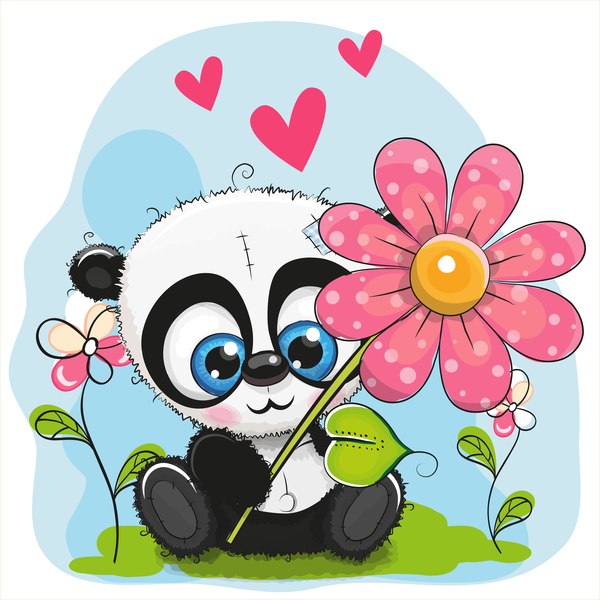 panda flower cute cartoon 