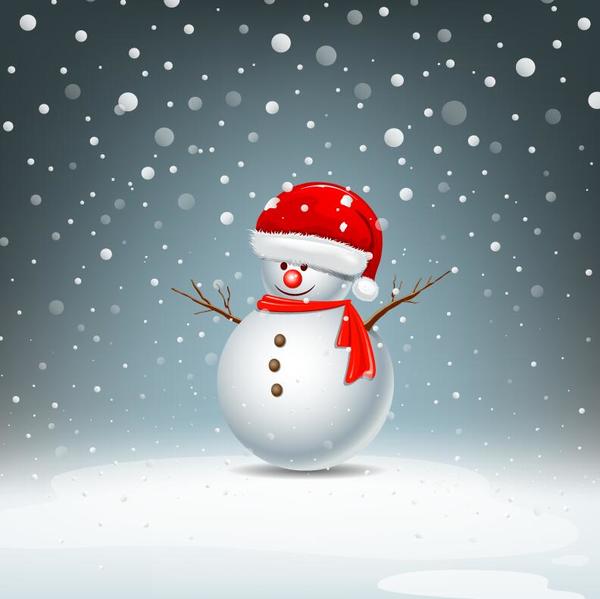 snowman snowflake red hat cute 