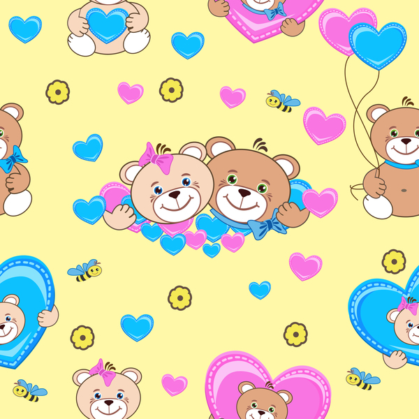 teddy seamless pattern cute bears 