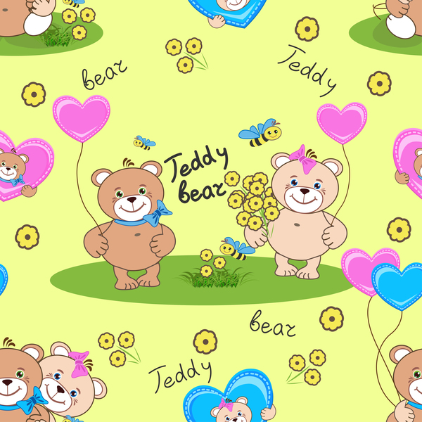 teddy seamless pattern cute bears 