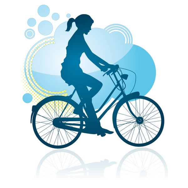 silhouette girl cycling 