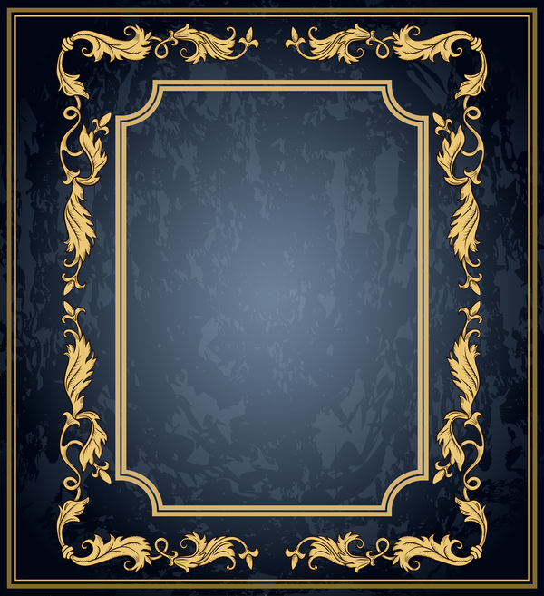 Retro font grunge frame decorative dark blue 