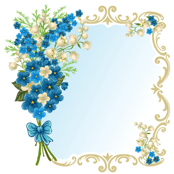 frame flower decor blue 