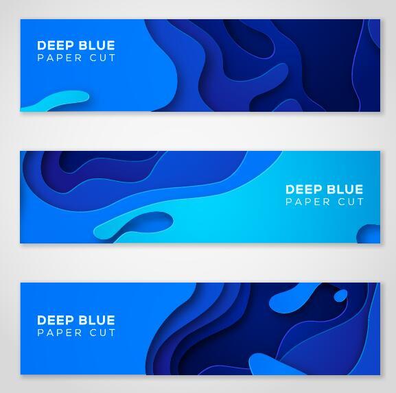 paper deep cut blue banner  