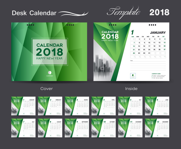 green desk calendar 2018 