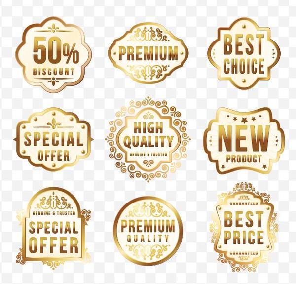 special offer labels golden discount 