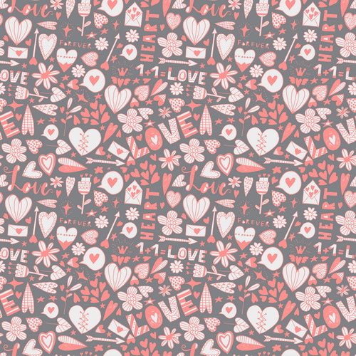 seamless pattern heart doodle 