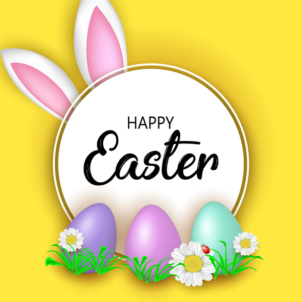 yellow greeting easter card 