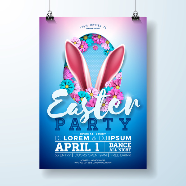 with poster party flyer easter 