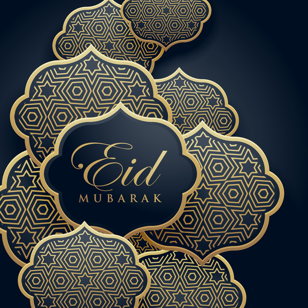 Mubarak labels Eid decor dark 