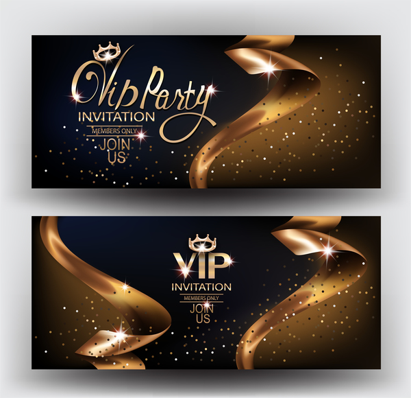 vip ribbons invitation gold elegant card 