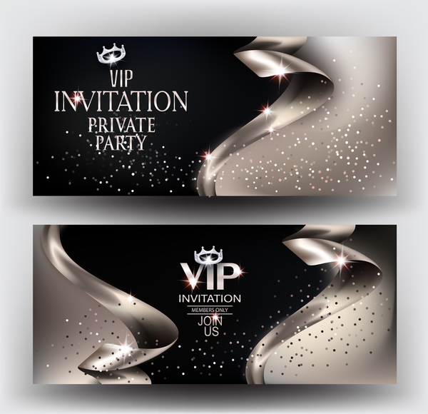 vip ribbons invitation gold elegant card 