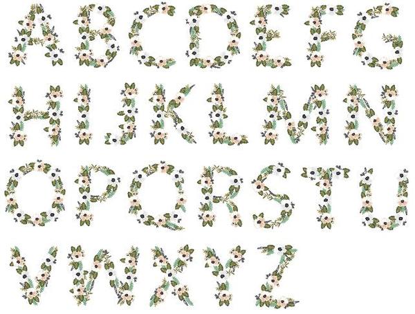 flower elegant alphabet 