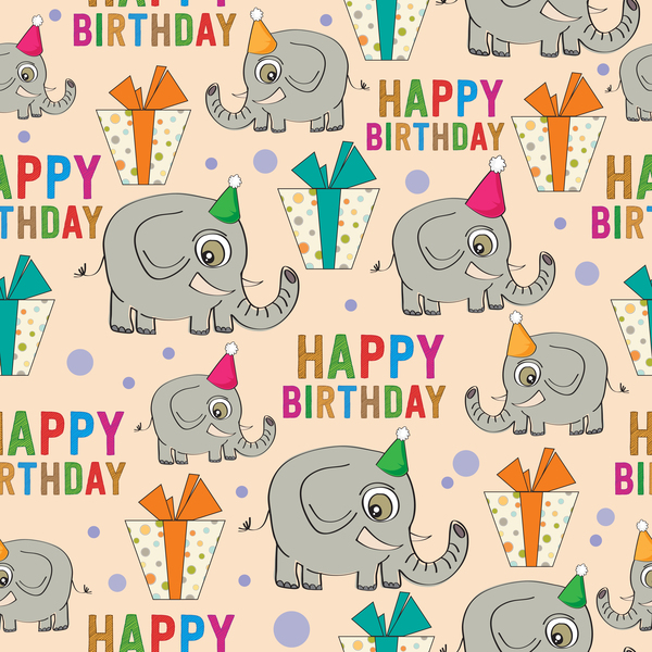 seamless pattern happy elephant birthday 