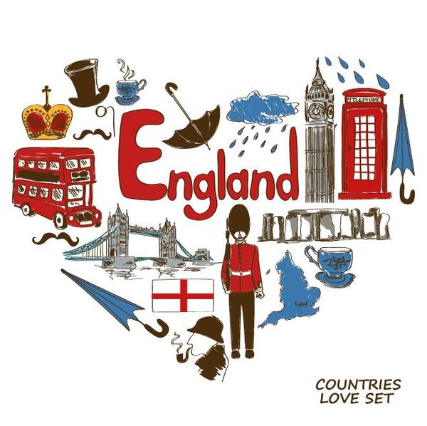 shape heart England elements country 