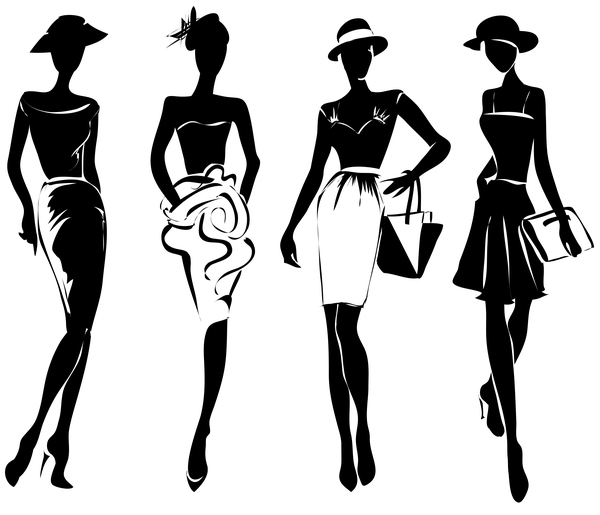 Vectors Free Download: Fashion girls illustration vector set 03