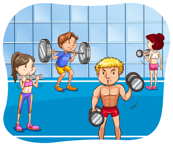 people fitness cartoon 