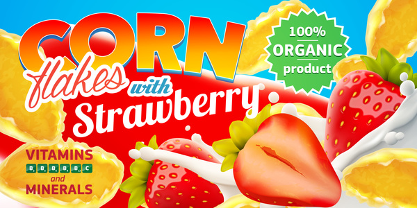 strawberry splash milk flyer Flakes delicious advertising 