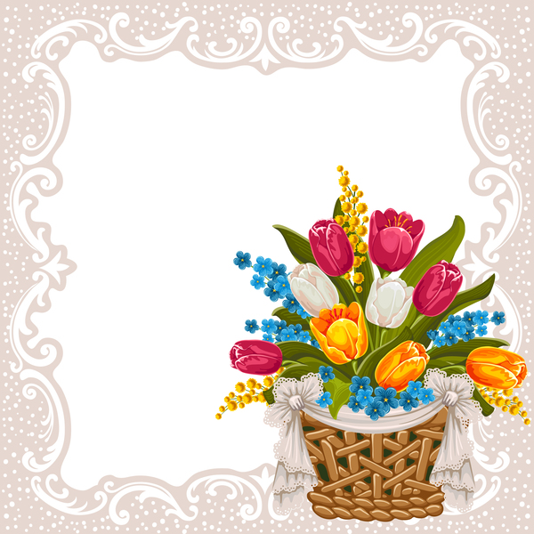 vintage frame flower basket 