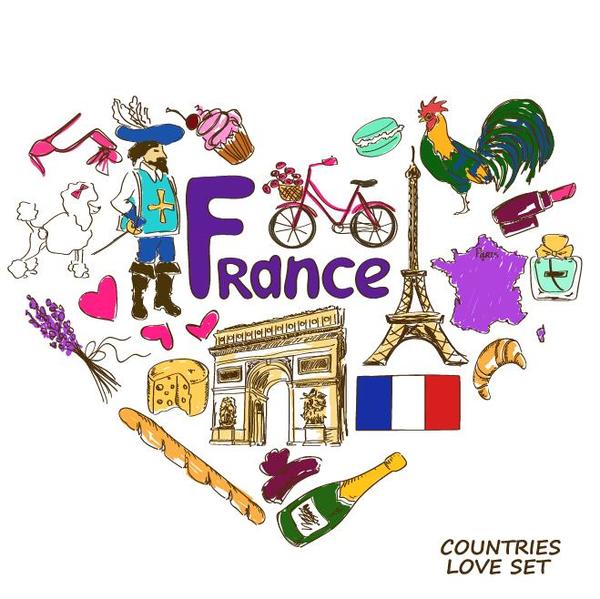 shape heart france elements country 