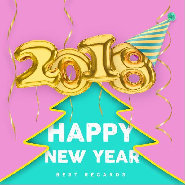year new golden balloons 2018 