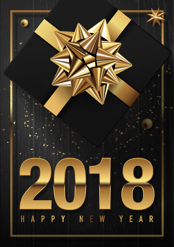 yew year wooden golden card black 2018 