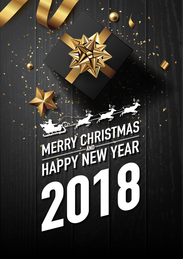 yew year wooden golden card black 2018 