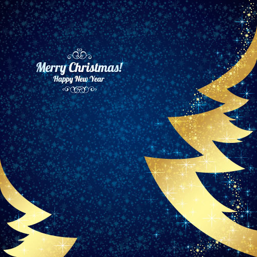 year tree new golden christmas blue 