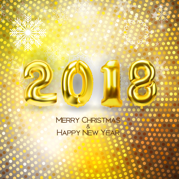 year new neon golden christmas 2018 