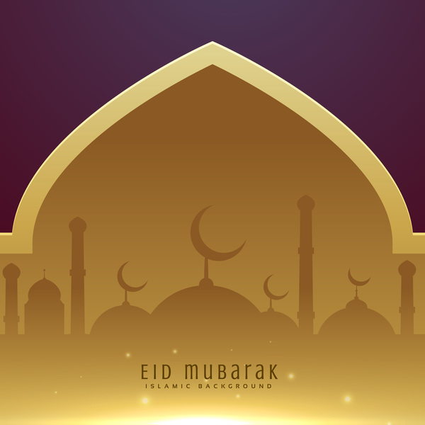 purple Mubarak golden Eid 