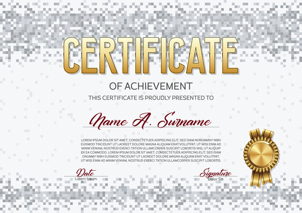 pixelated gray certificate 