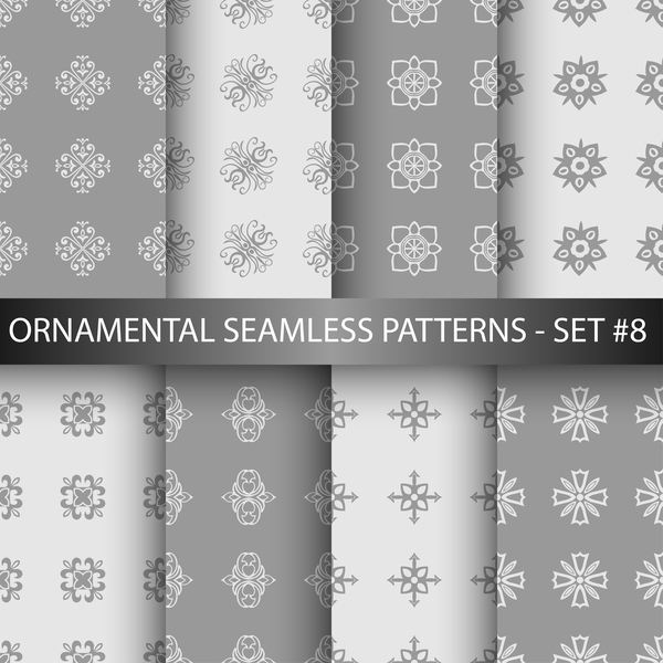 white seamless pattern ornament gray 