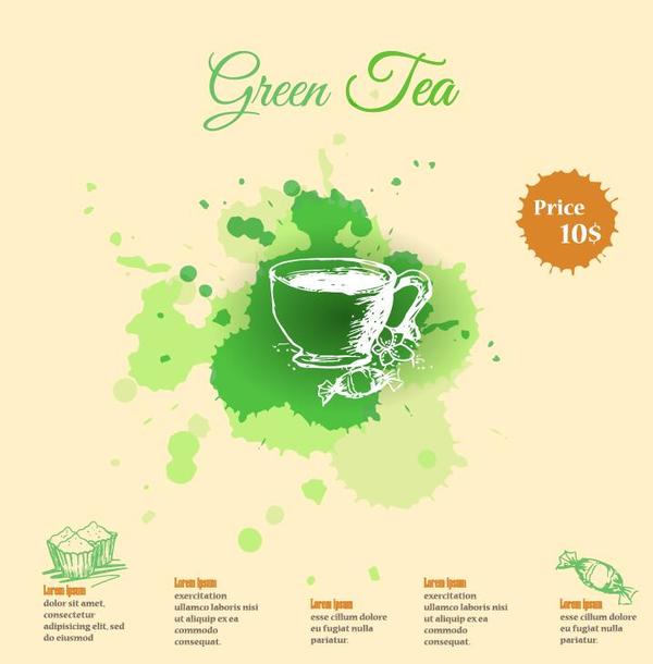 watercolor tea green 