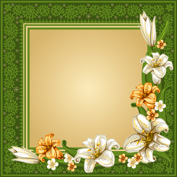 vintage green frame flower 