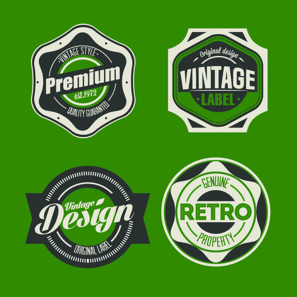 vintage labels green black 