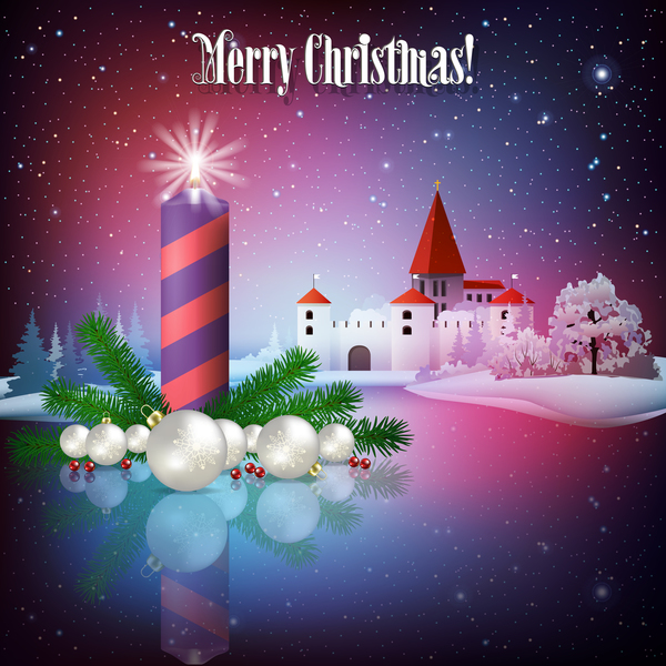 greeting christmas castle card candle 
