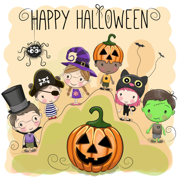 kids halloween cute cartoon 