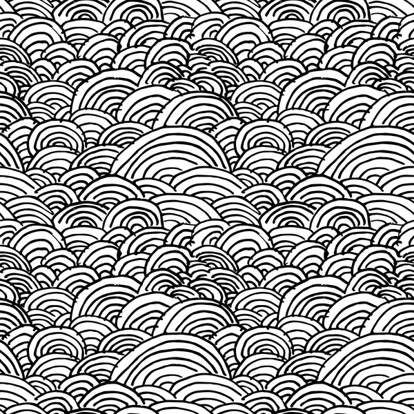 white wave seamless pattern hand drawn black 