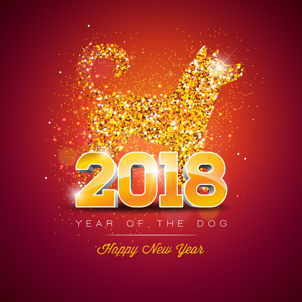 year new happy dog 2018 