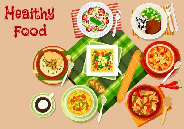 Healthy food flat 