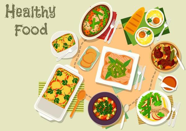Healthy food flat 