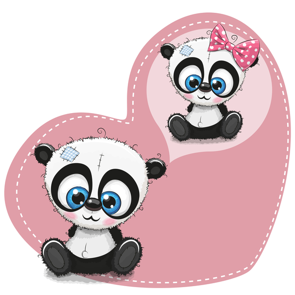 panda heart cute cartoon 