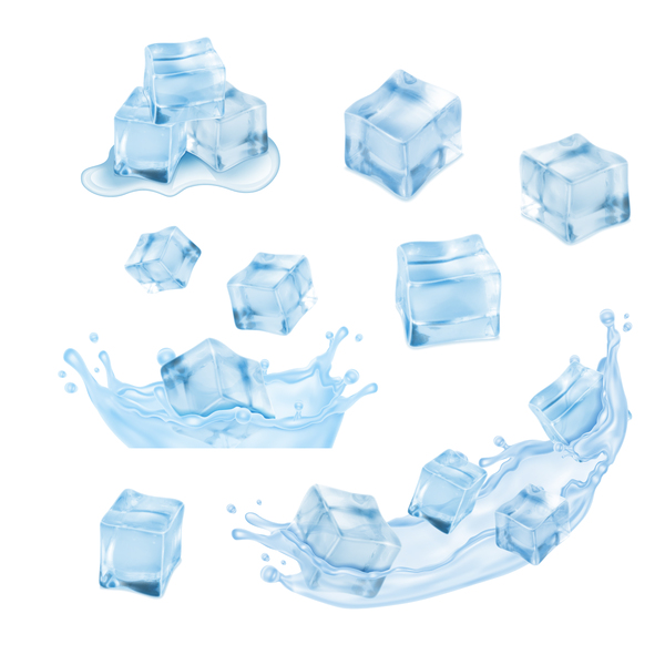 water splashes ice cubes 