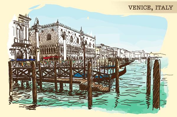 Venice sketch painted Italy 