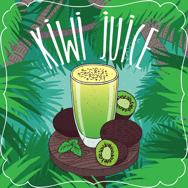 poster kiwi juice glass 